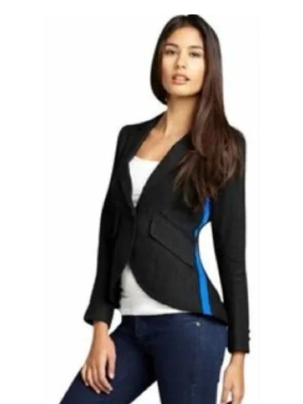 Smythe Black Blazer with Electric Blue Side Stripe